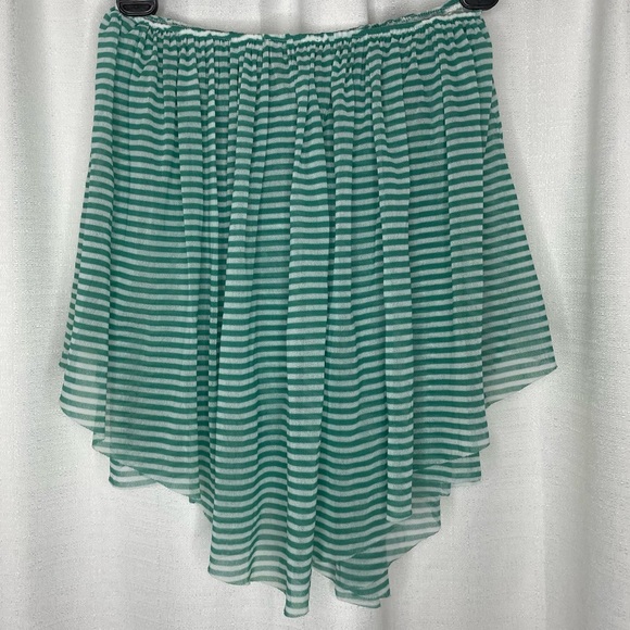 BeBe Green and White Striped Strapless Shirt - Picture 9 of 10